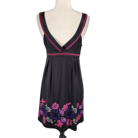 Vintage Guess Jeans Stretch Beaded Satin Dress w Velvet Trim - Picture 4 of 7